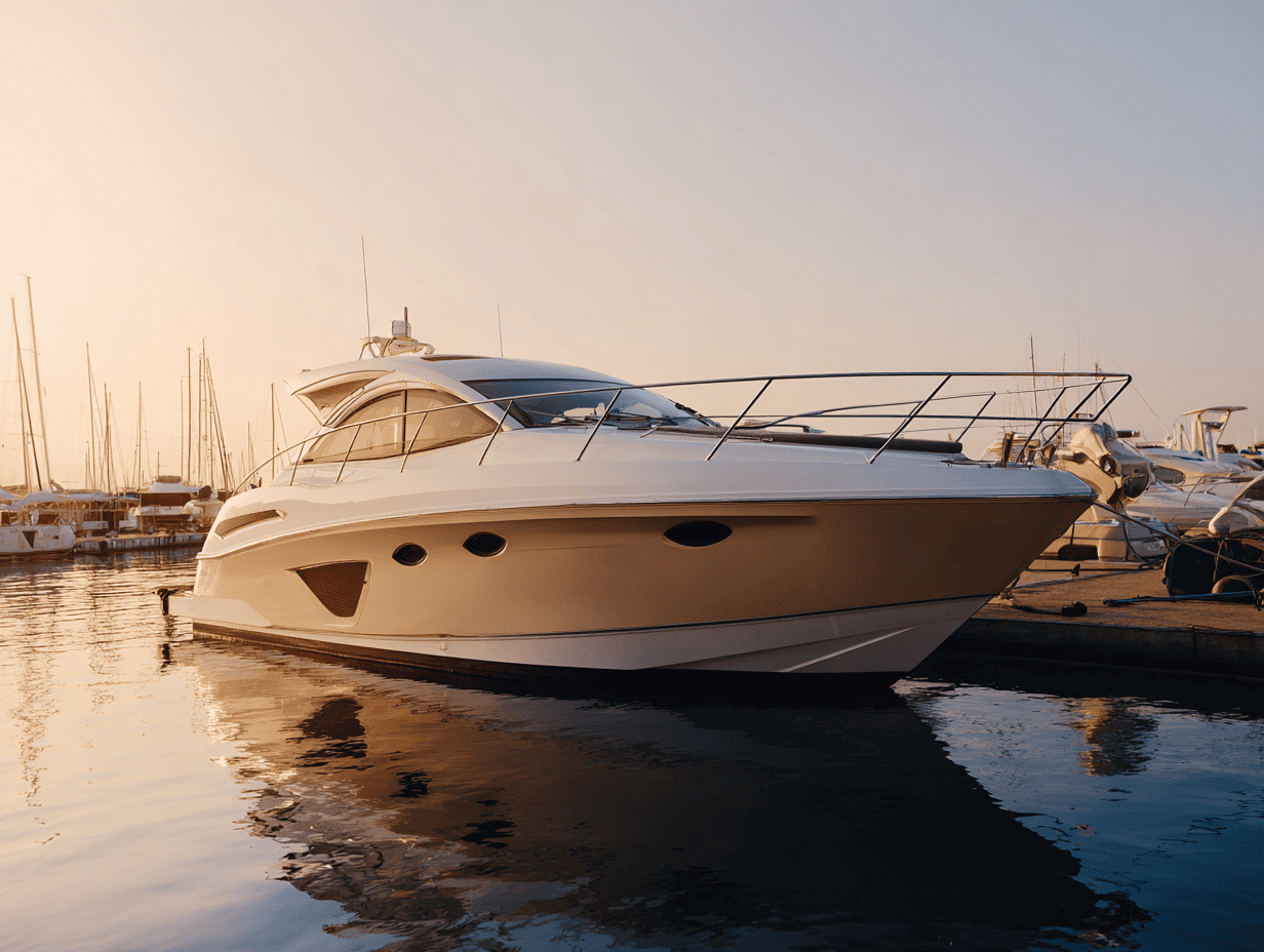 Luxury boat in a marina